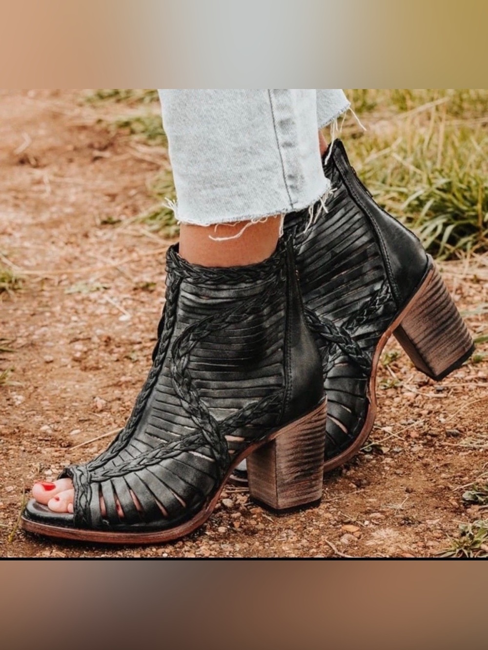 Free bird by Stephen Bela black heeled leather booties women’s size 8 new in box
